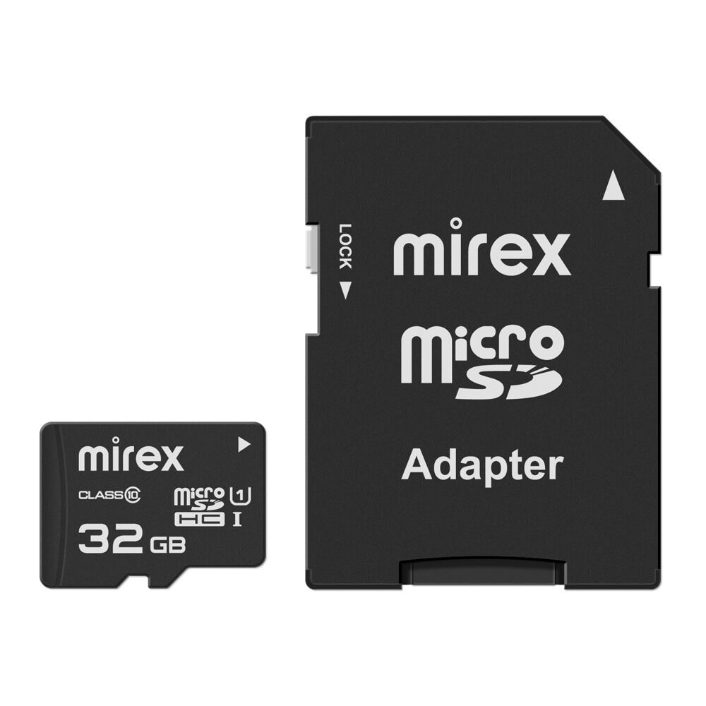 Карта памяти MicroSDHC 32GB Mirex (UHS-I, U1, class10) c адаптером SD 1