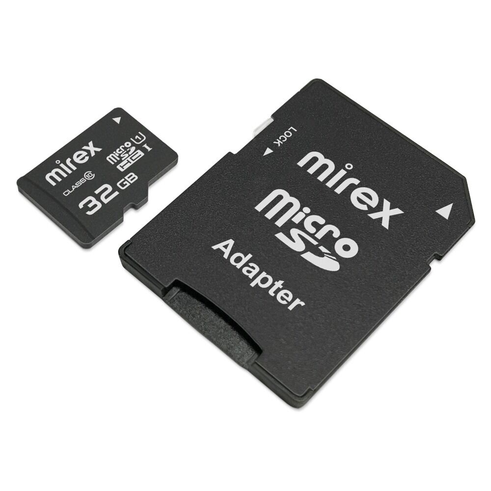 Карта памяти MicroSDHC 32GB Mirex (UHS-I, U1, class10) c адаптером SD 2