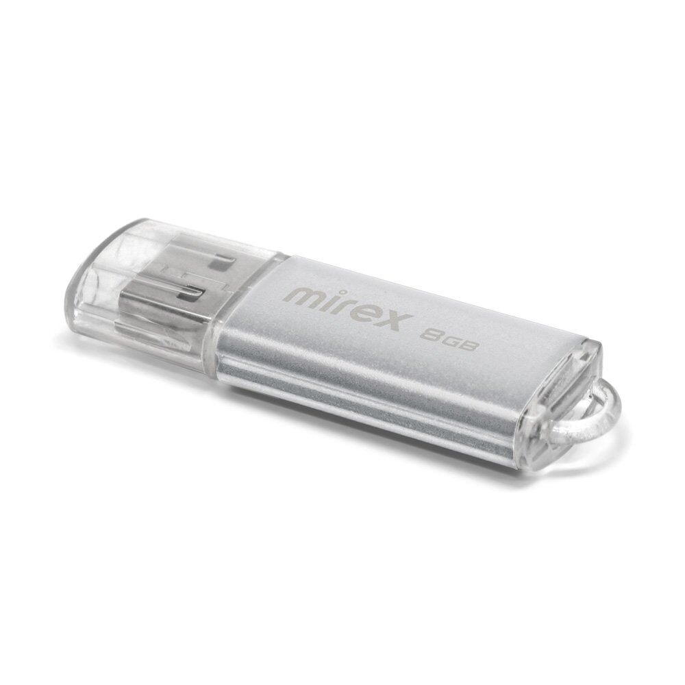USB 2.0 Flash накопитель 8GB Mirex Unit, серебряный