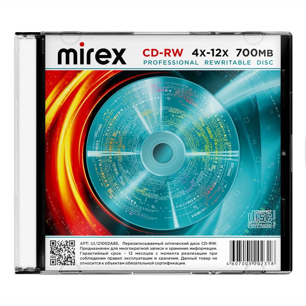 Диск CD-RW Mirex Brand 4X-12X 700MB Slim case 2