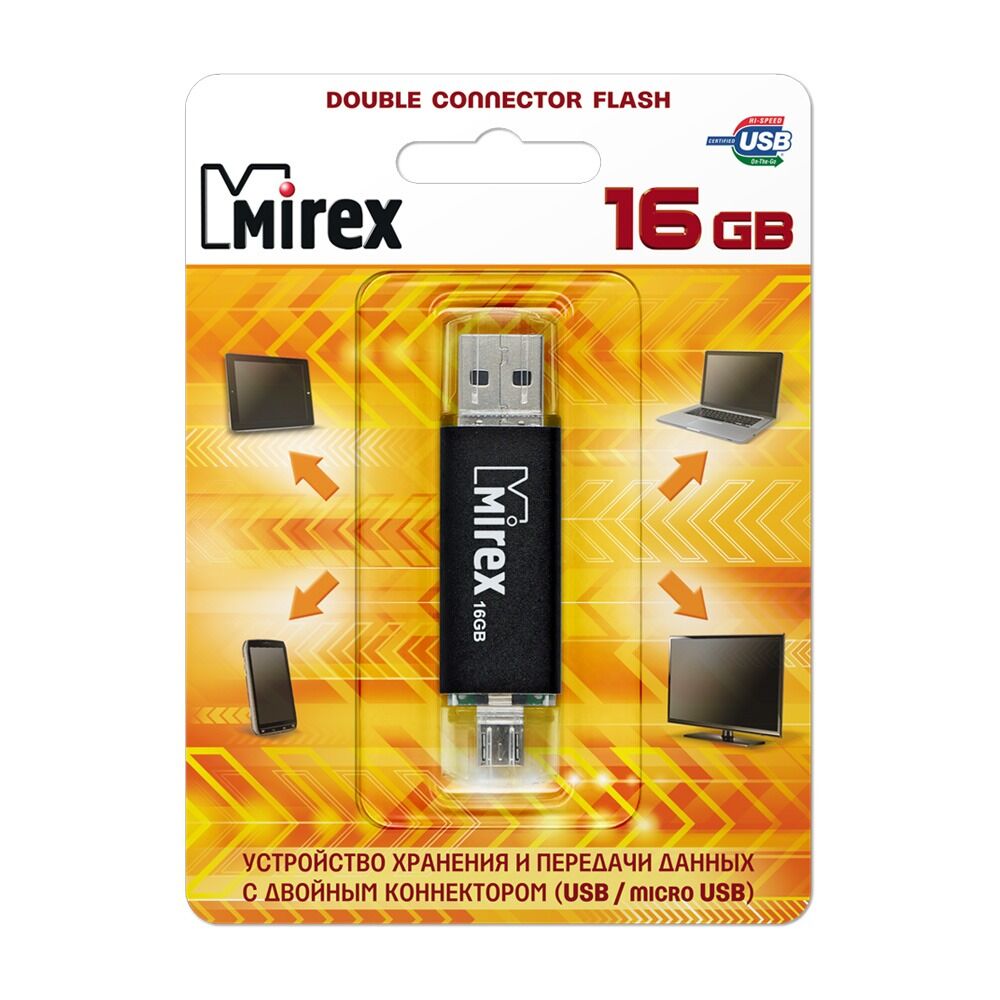 USB 2.0 Flash накопитель 16GB Mirex Smart Black OTG 5