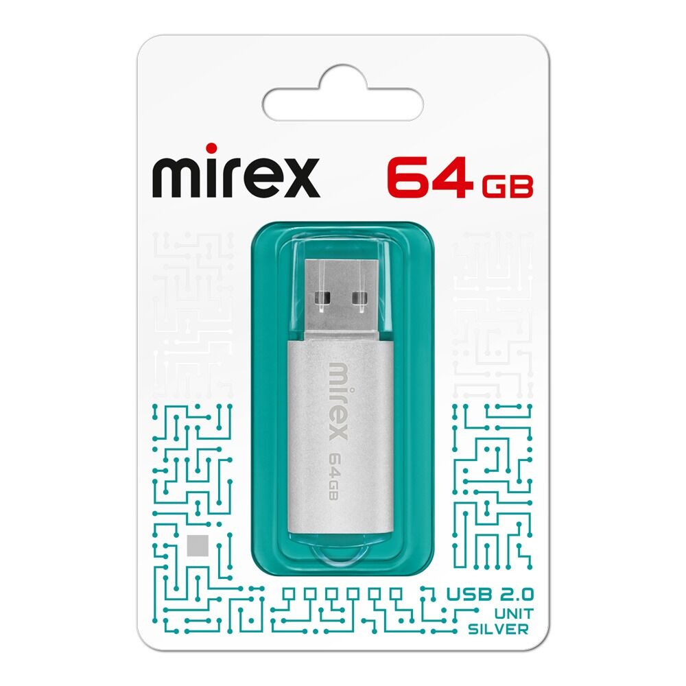USB 2.0 Flash накопитель 64GB Mirex Unit, серебряный 4