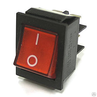 Выключатель 1-клавишный, красный индикатор 250 В, 15А