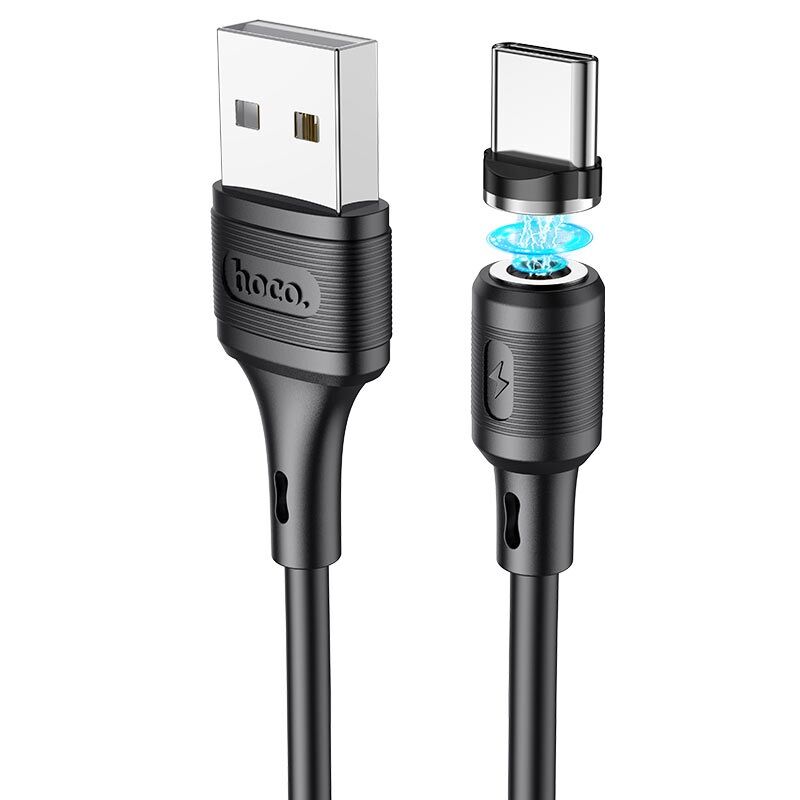 USB кабель шт.USB (A) - шт.Type-C "Hoco" X52 (резиновый, магнитный , поворотный) 3.0A, 1м, чёрный 1