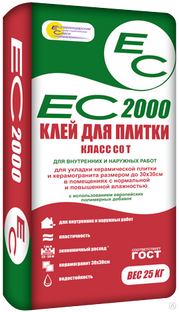 Плиточный клей ЕС-2000 для наружных /внутренних работ для крамогранита,25кг #1