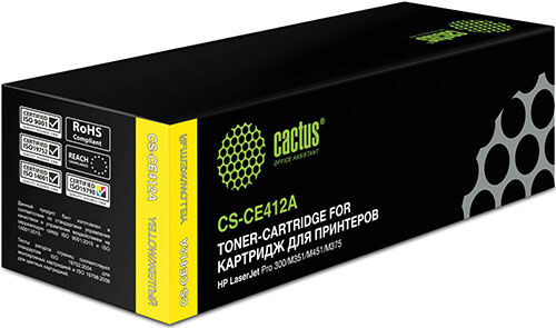 Картридж лазерный Cactus (CS-CE412A) для HP LaserJet Pro M351/M451, желтый, ресурс 2600 страниц (CS-CE412A) для HP Laser