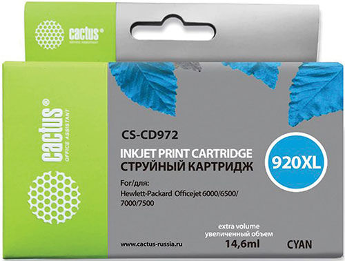 Картридж струйный Cactus (CS-CD972) для HP Officejet 6000/6500/7000, голубой (CS-CD972) для HP Officejet 6000/6500/7000