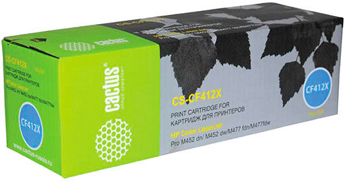 Картридж лазерный Cactus CS-CF412X для HP LaserJet Pro M477fdn/fdw/M452dn/nw, желтый, ресурс 5000 стр. CS-CF412X для HP