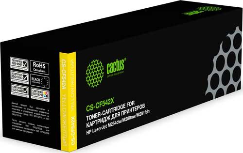 Картридж Cactus (CS-CF542X) для HP LaserJet Pro M254/M280/M281, желтый, ресурс 2500 страниц (CS-CF542X) для HP LaserJet