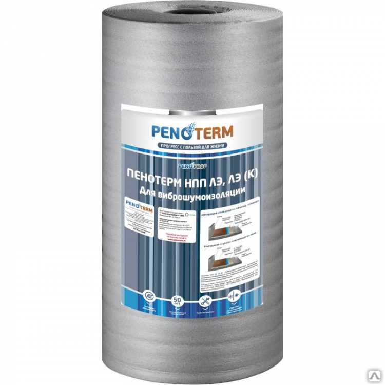 Вспененный полиэтилен Изорулон ППЭ 4004 (4x1500x120) серый 180 м2