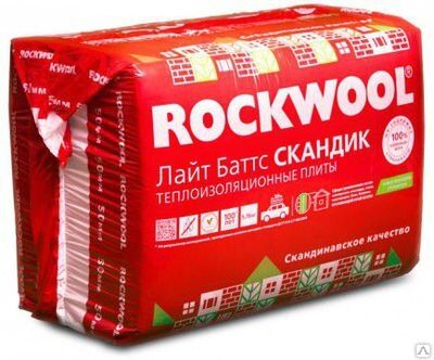 Утеплитель Rockwool Лайт Баттс скандик (1200x600x100) 6п/0,432м3/4,32м2/24пач под